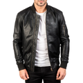 Bomia Ma-1 Black Leather Bomber Jacket