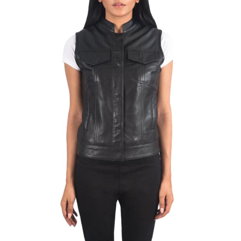Rayne Moto Black Leather Vest