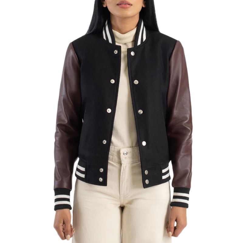 Savant Maroon & Black Hybrid Varsity Jacket