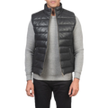 Reeves Black Leather Puffer Vest