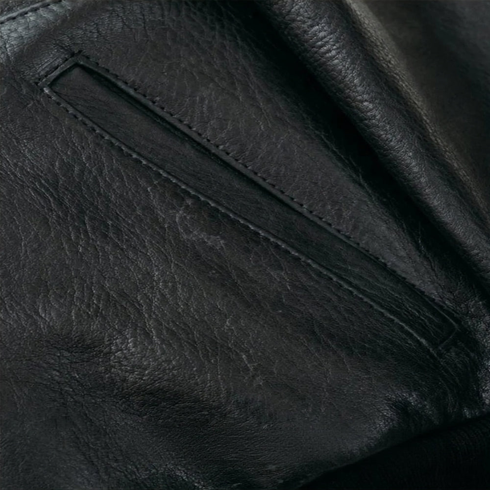 Men’s Black Leather Bomber Jacket – Classic Street Style