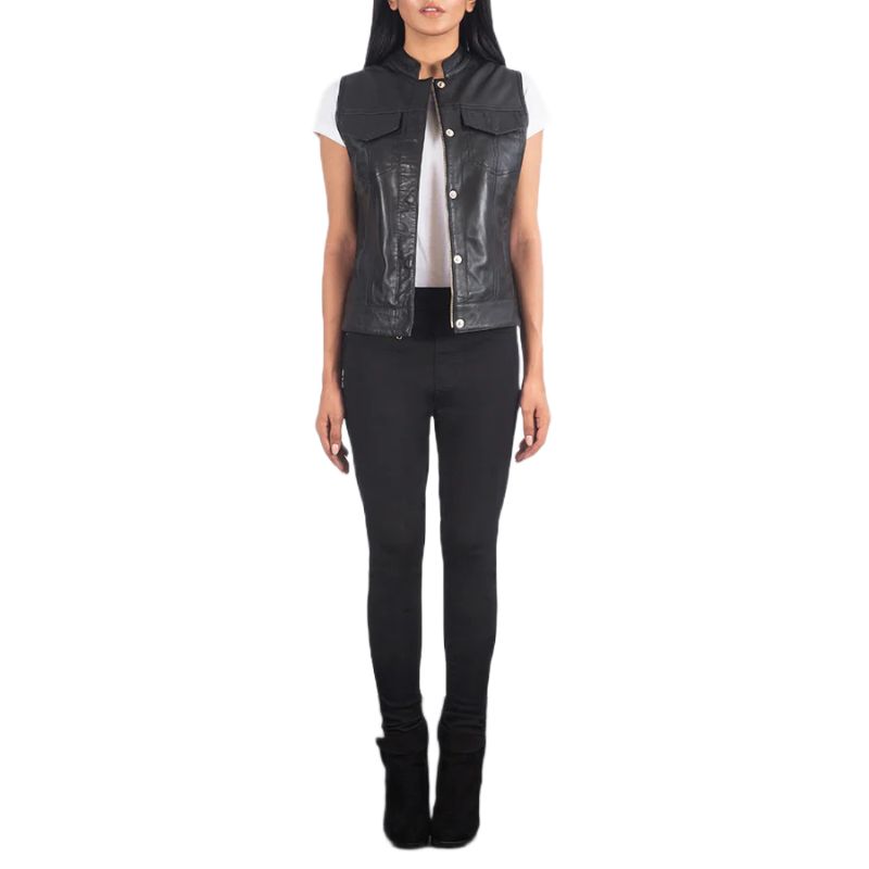Rayne Moto Black Leather Vest