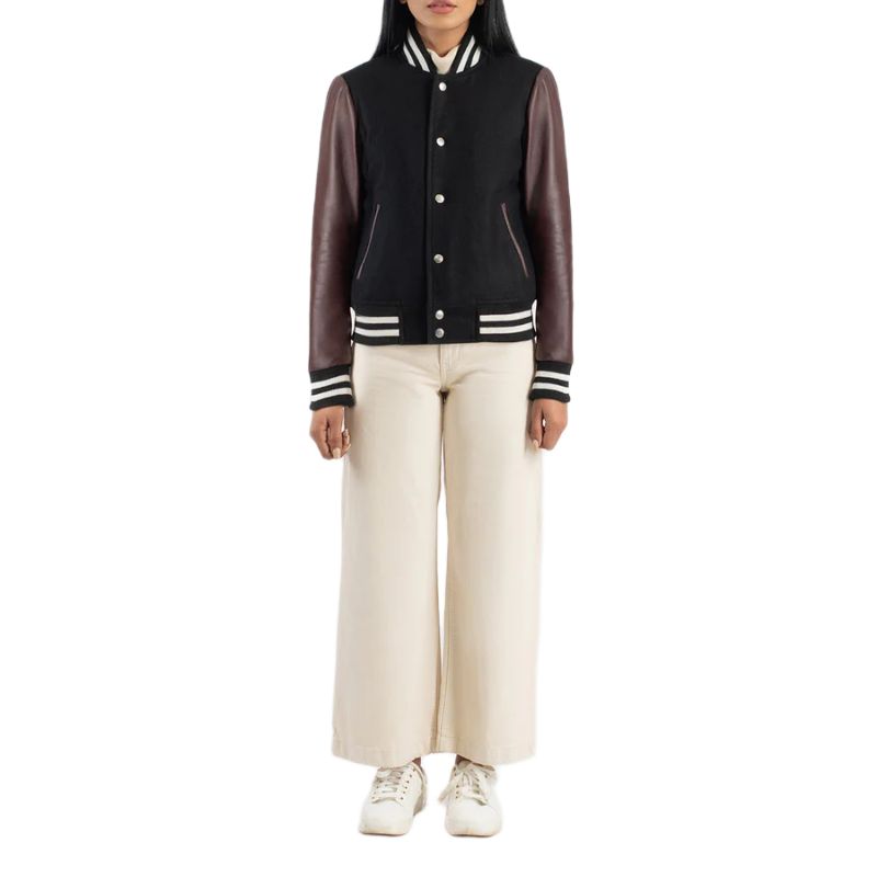 Savant Maroon & Black Hybrid Varsity Jacket
