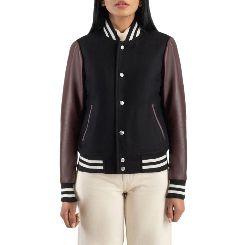 Savant Maroon & Black Hybrid Varsity Jacket