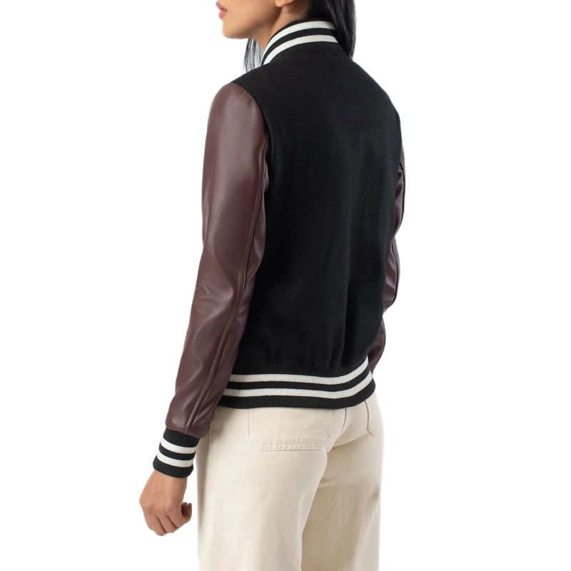 Savant Maroon & Black Hybrid Varsity Jacket