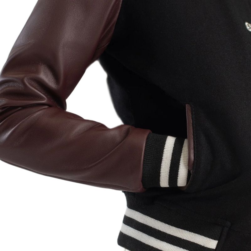 Savant Maroon & Black Hybrid Varsity Jacket