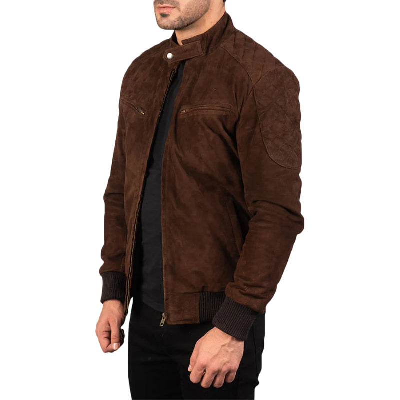 Sven Mocha Suede Bomber Jacket