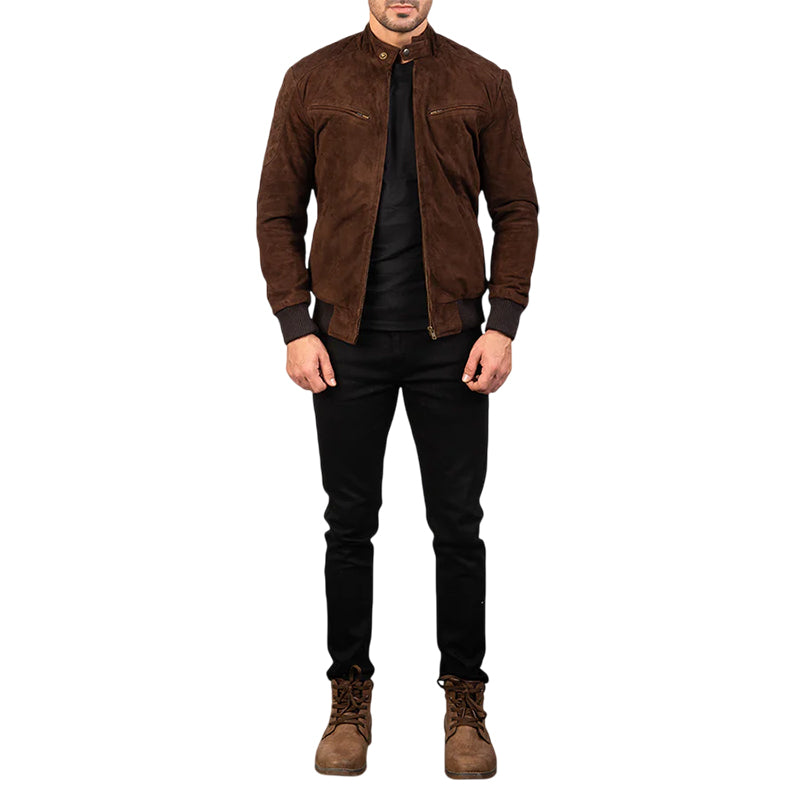 Sven Mocha Suede Bomber Jacket