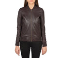 Bliss Maroon Leather Bomber Jacket