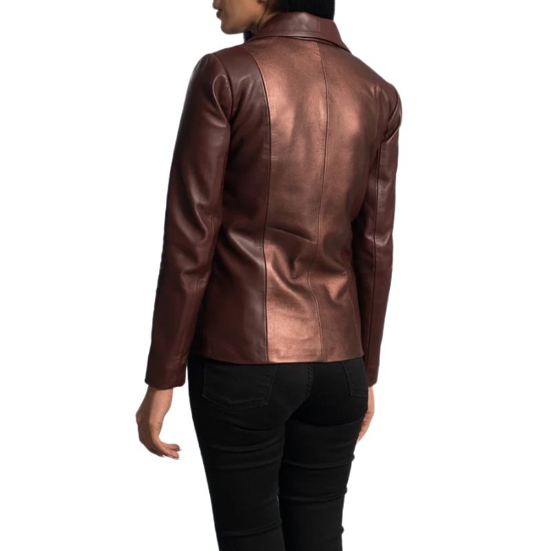 Ruby Metallic Maroon Leather Blazer