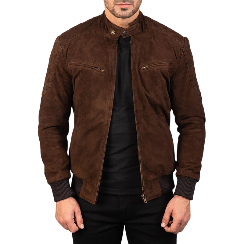 Sven Mocha Suede Bomber Jacket