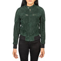 Zenna Green Suede Bomber Jacket