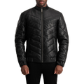 Travis Black Leather Puffer Jacket
