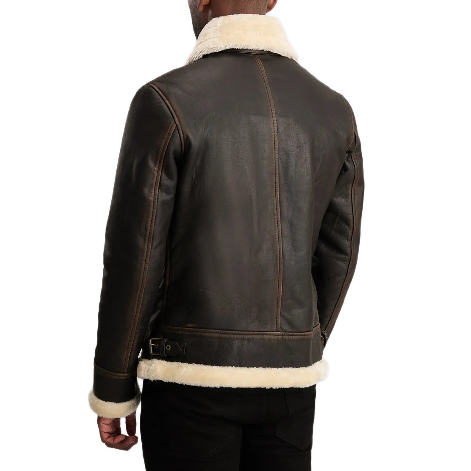 Francis B-3 Brown & Cream Leather Bomber Jacket