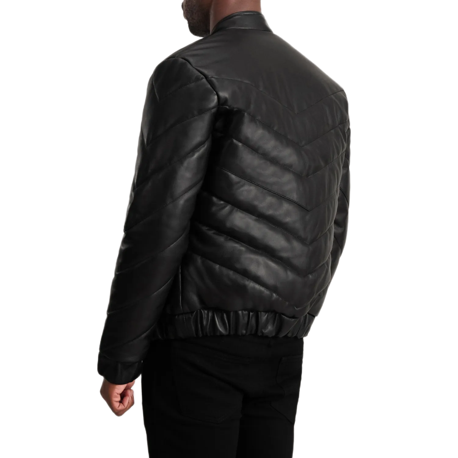 Travis Black Leather Puffer Jacket