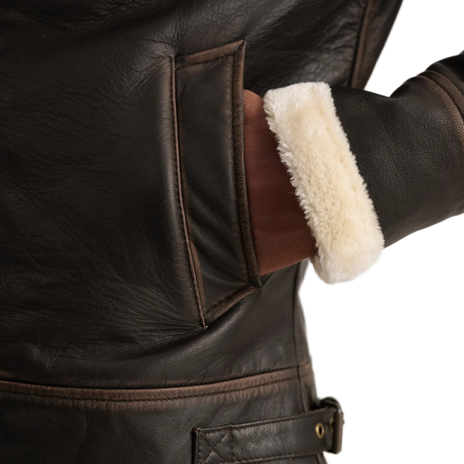 Francis B-3 Brown & Cream Leather Bomber Jacket