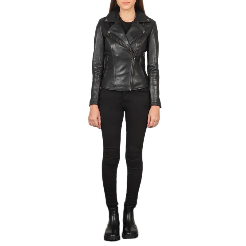 Flashback Black Leather Biker Jacket
