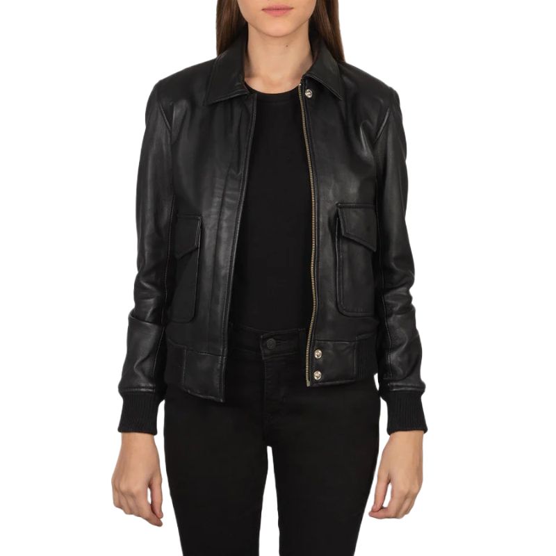 Westa A-2 Black Leather Bomber Jacket