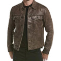 Men’s Brown Leather Jacket Classic Cut