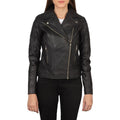 Carolyn Quilted Black Biker Jacket
