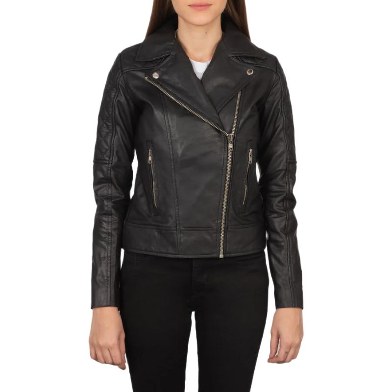 Carolyn Quilted Black Biker Jacket