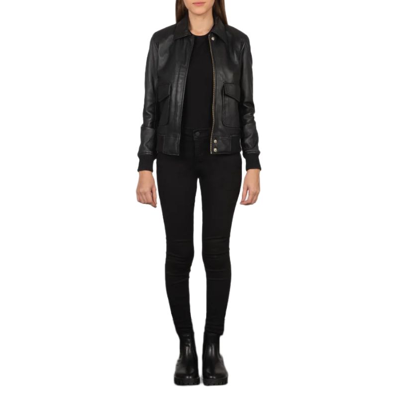 Westa A-2 Black Leather Bomber Jacket