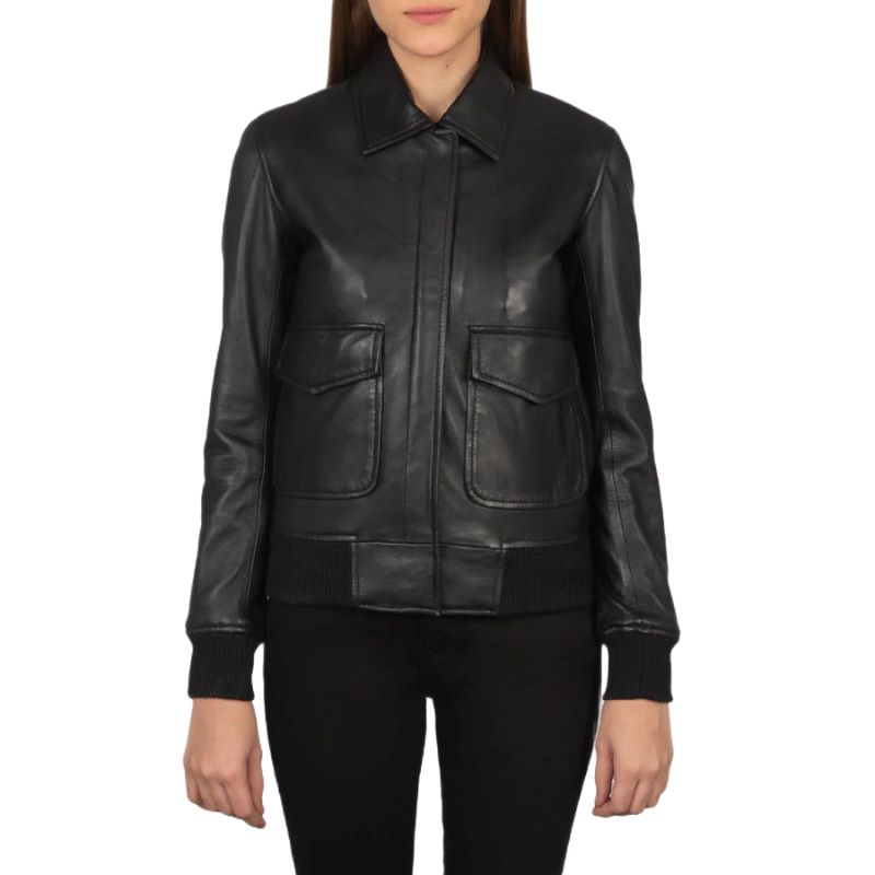 Westa A-2 Black Leather Bomber Jacket