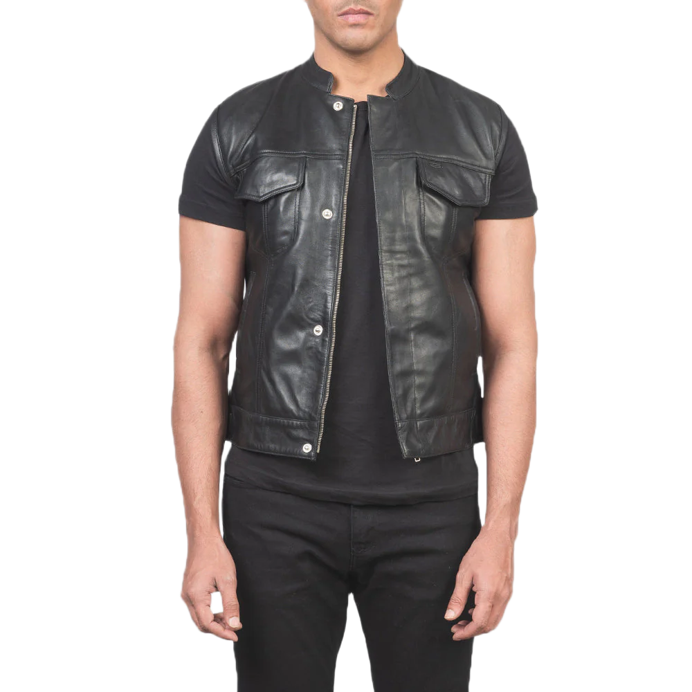 Atlas Moto Black Leather Vest