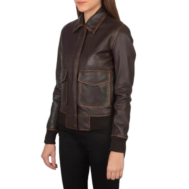 Westa A-2 Brown Leather Bomber Jacket