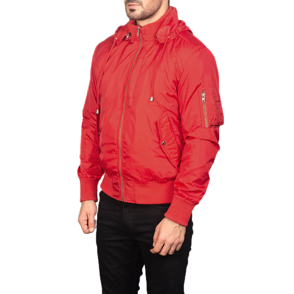Hanklin Ma-1 Red Hooded Bomber Jacket