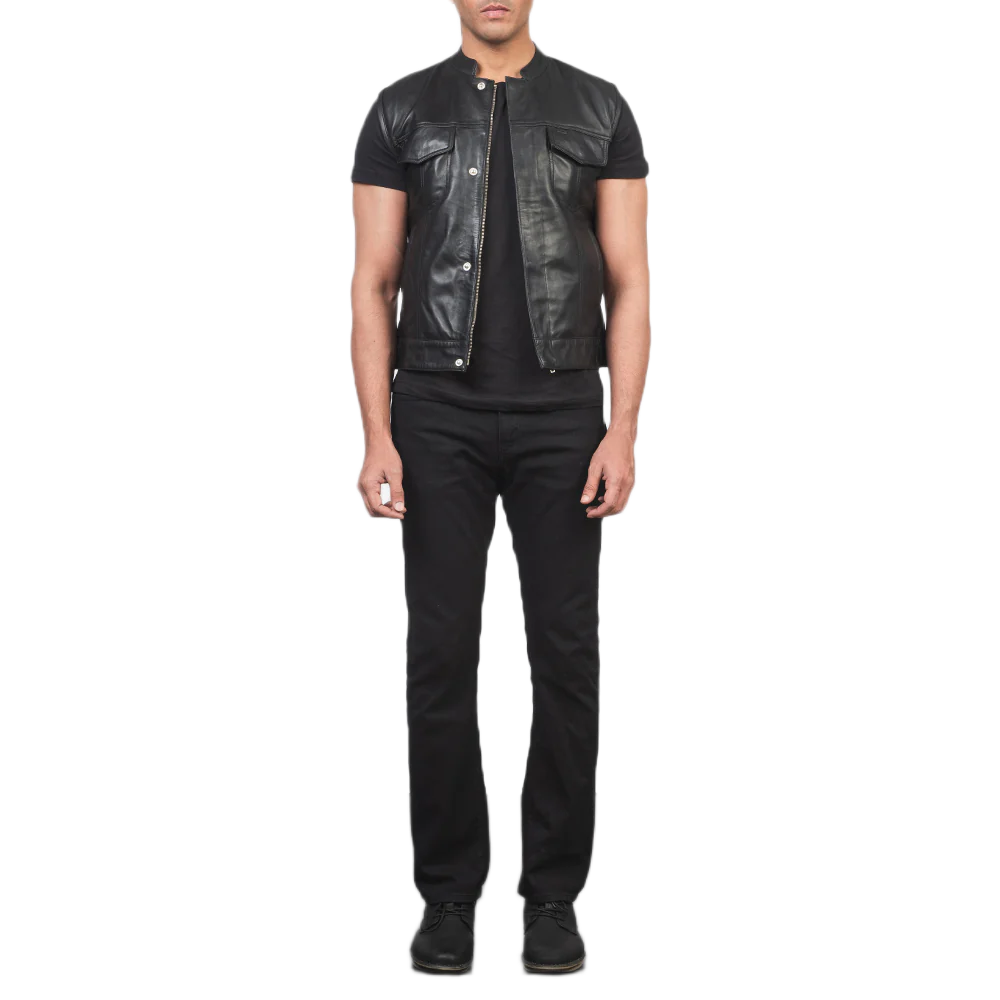 Atlas Moto Black Leather Vest