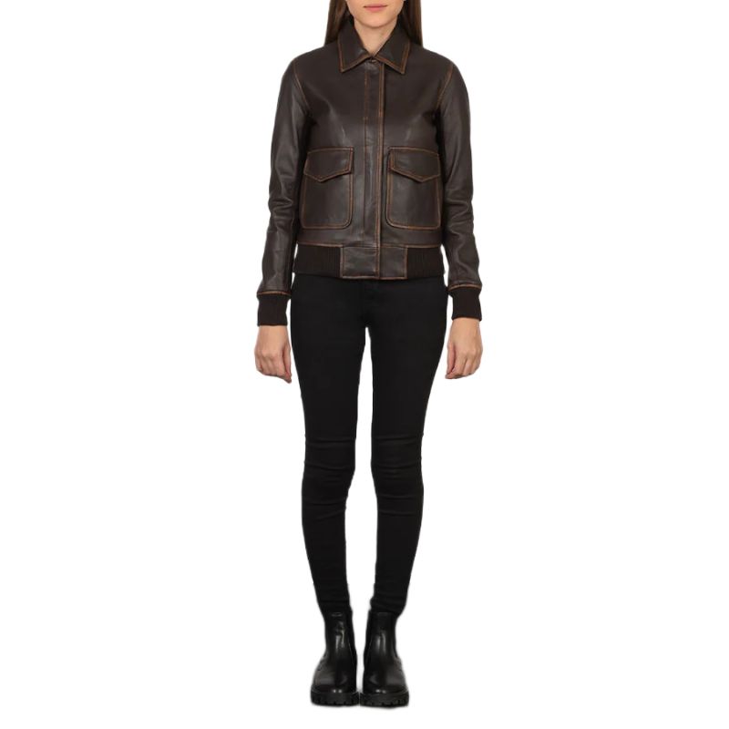 Westa A-2 Brown Leather Bomber Jacket
