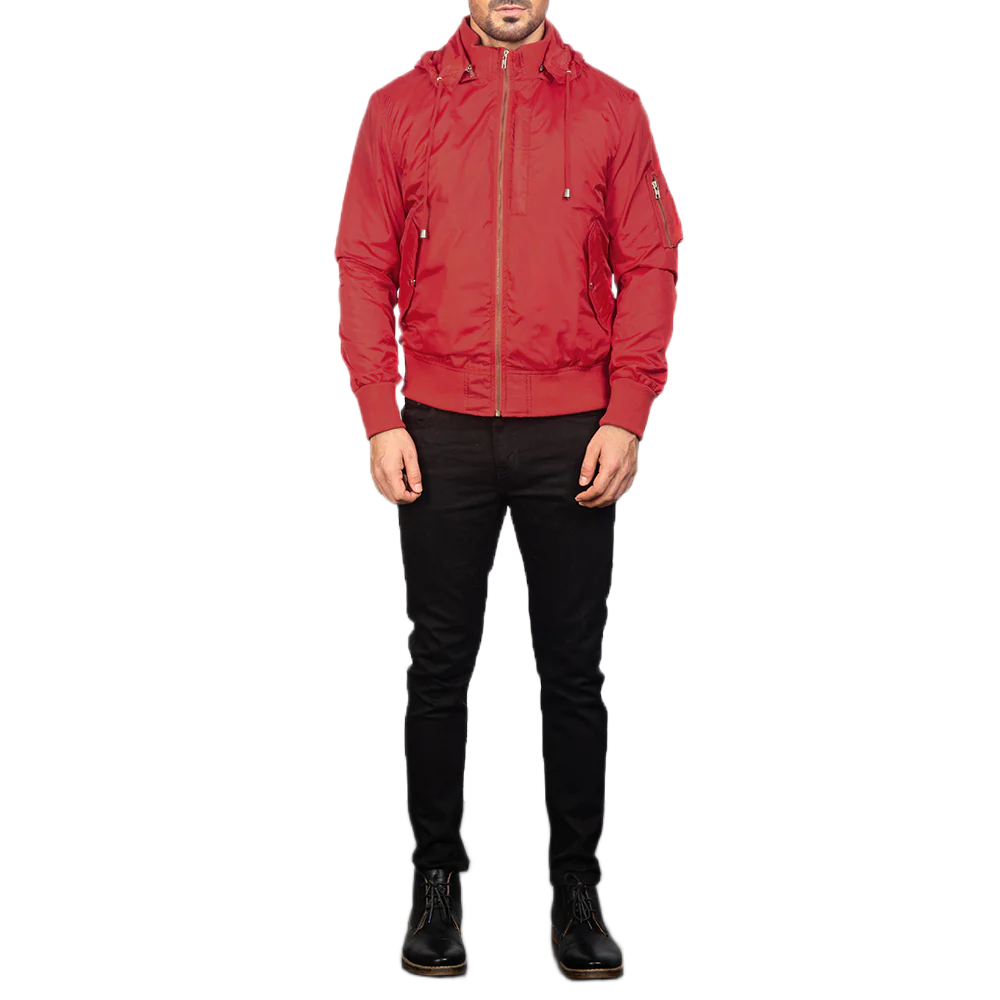 Hanklin Ma-1 Red Hooded Bomber Jacket