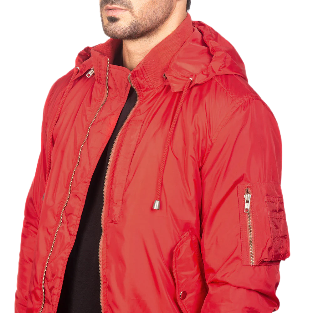 Hanklin Ma-1 Red Hooded Bomber Jacket