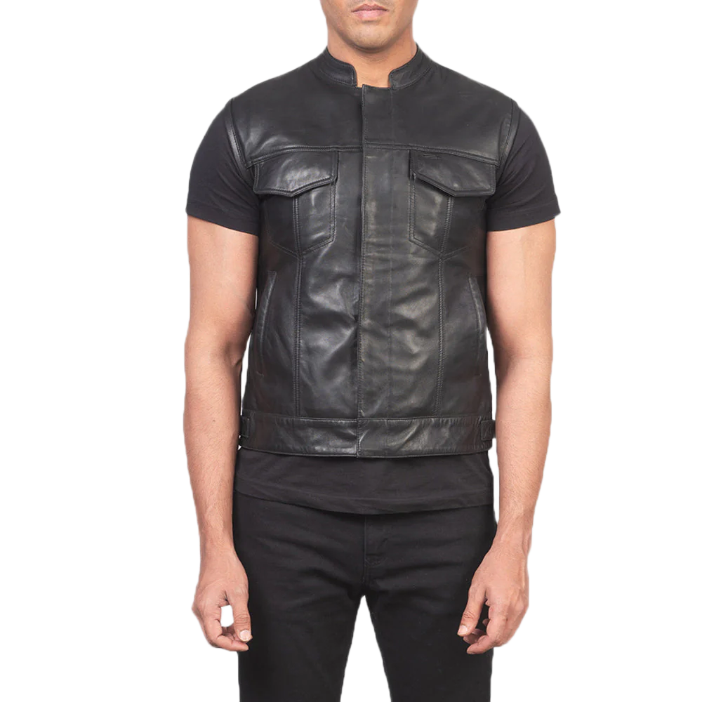 Atlas Moto Black Leather Vest
