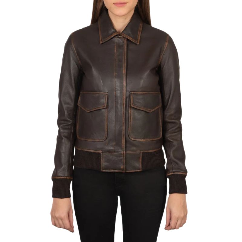 Westa A-2 Brown Leather Bomber Jacket