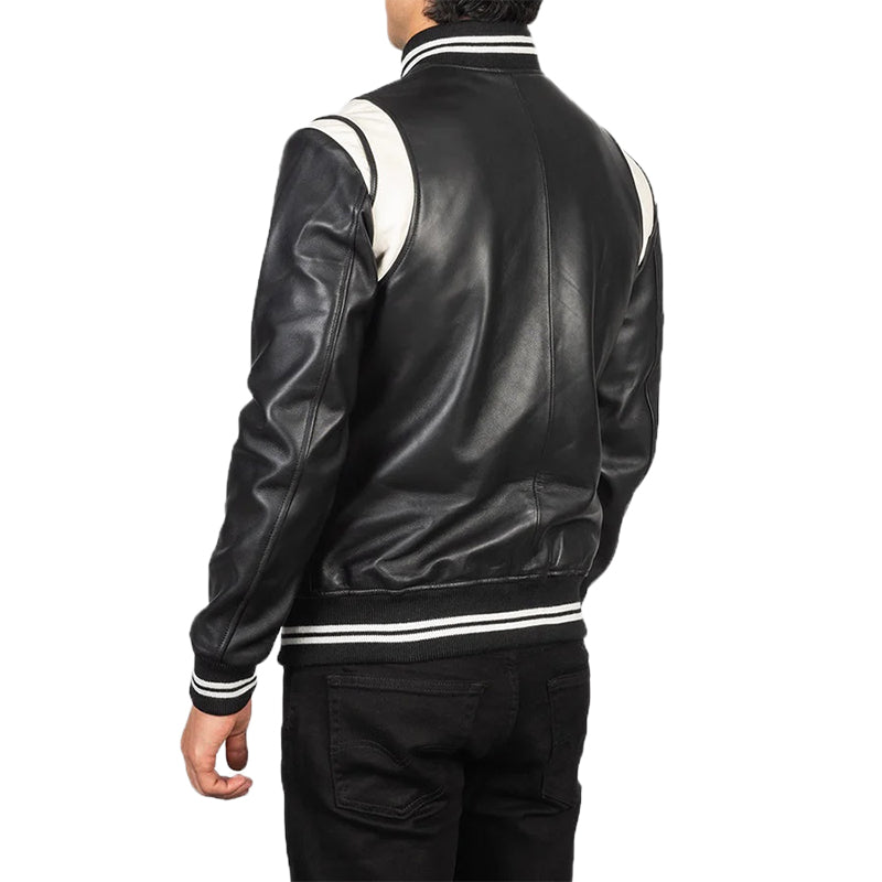Dantee Black Leather Varsity Jacket