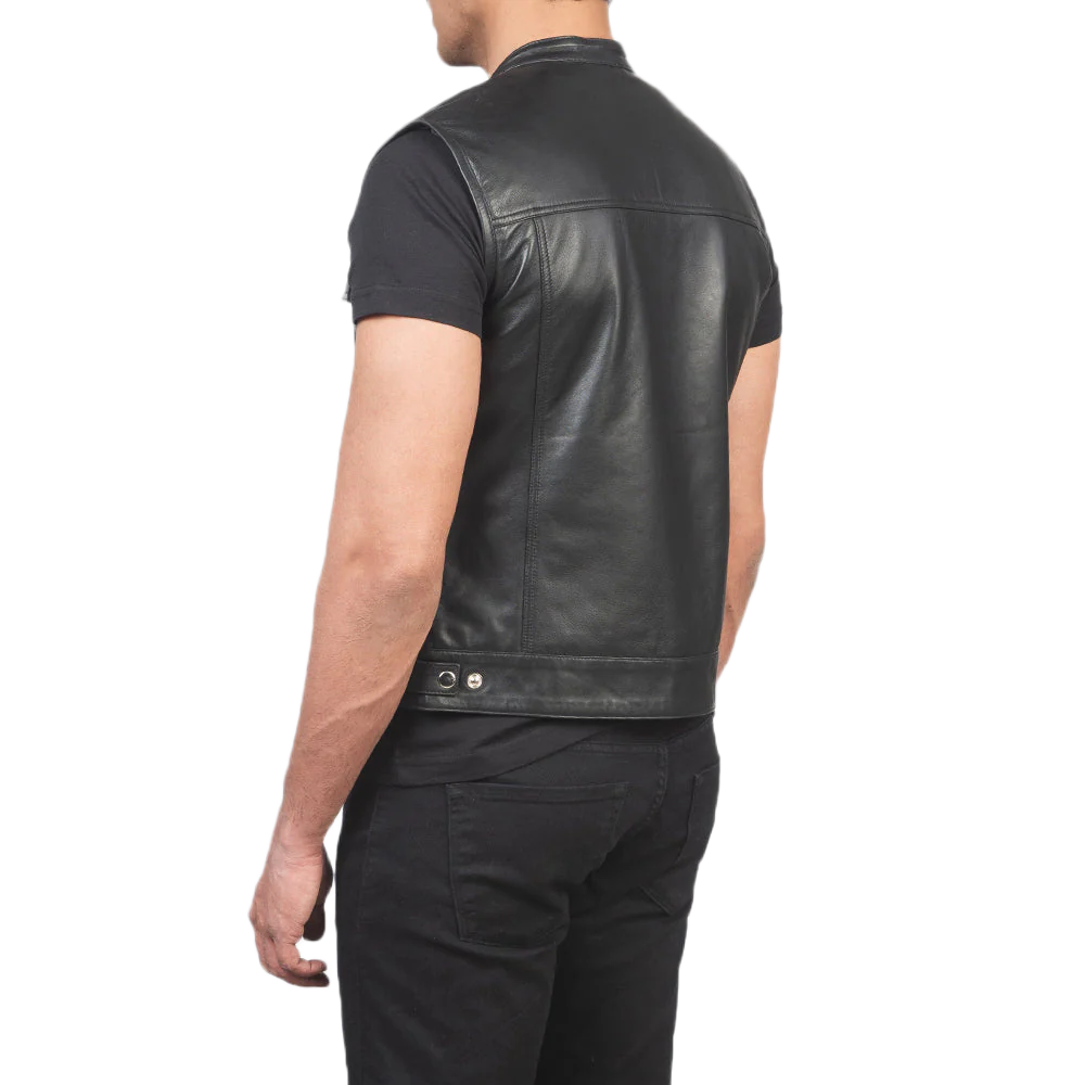 Atlas Moto Black Leather Vest