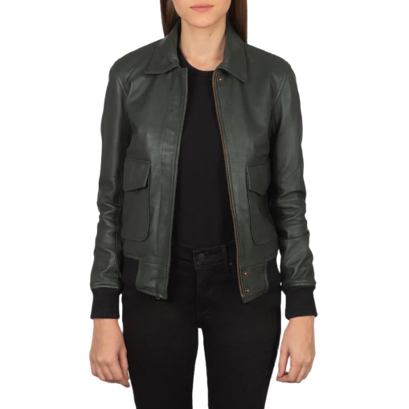 Westa A-2 Green Leather Bomber Jacket