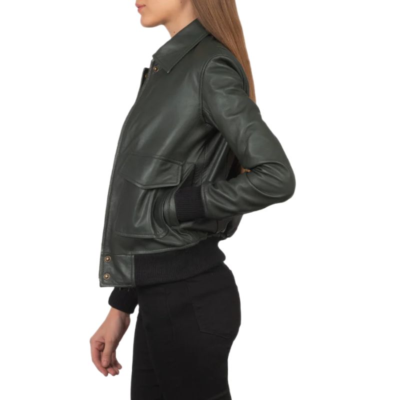 Westa A-2 Green Leather Bomber Jacket