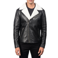 Alberto White Shearling Black Leather Jacket
