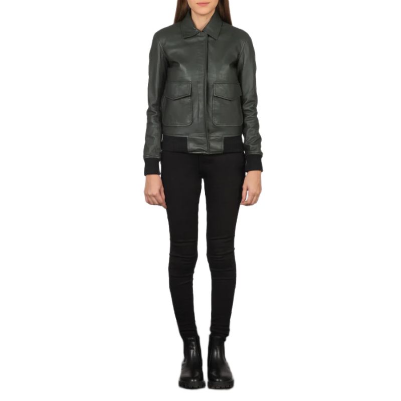 Westa A-2 Green Leather Bomber Jacket