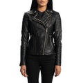 Sally Mae Studded Black Leather Biker Jacket