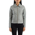Vixen Grey Classic Collar Leather Jacket