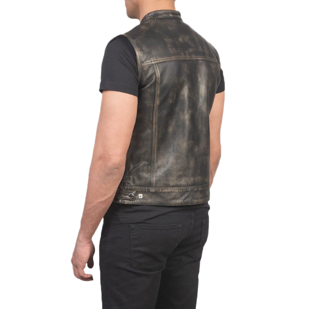 Atlas Moto Distressed Brown Leather Vest