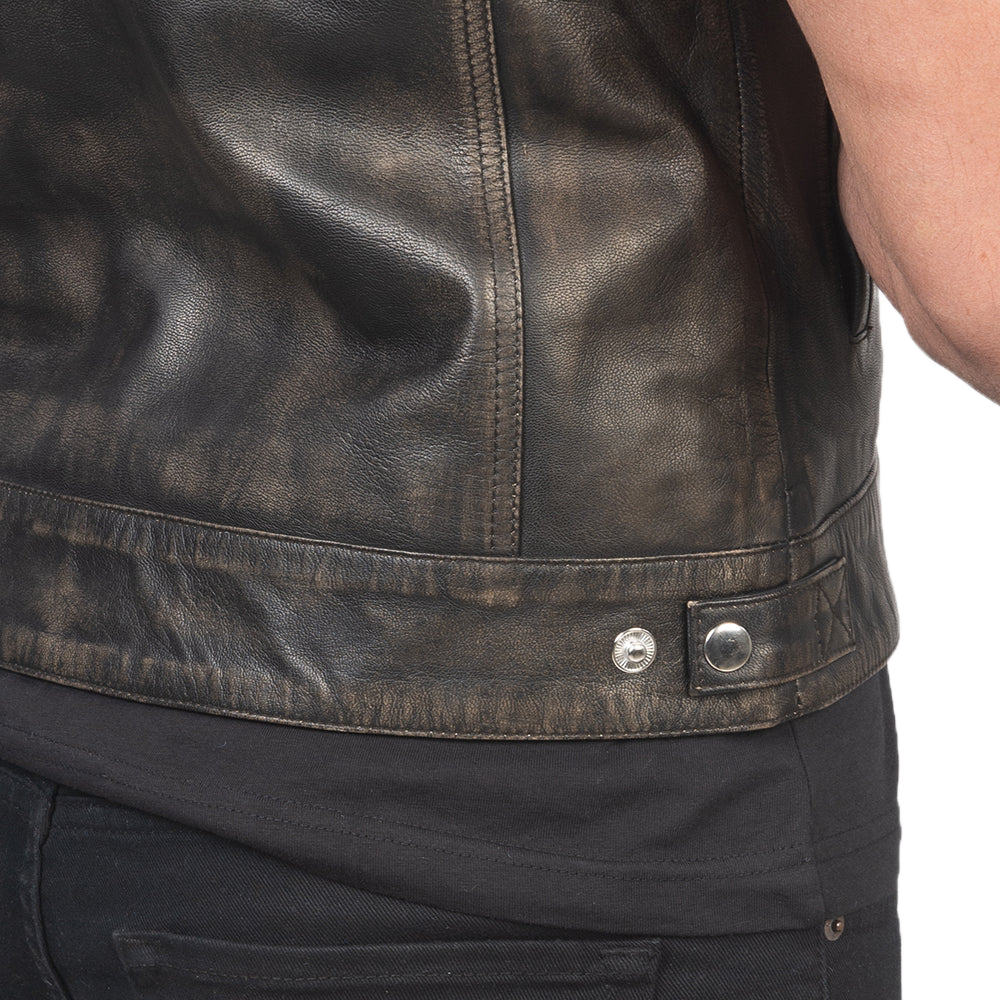 Atlas Moto Distressed Brown Leather Vest