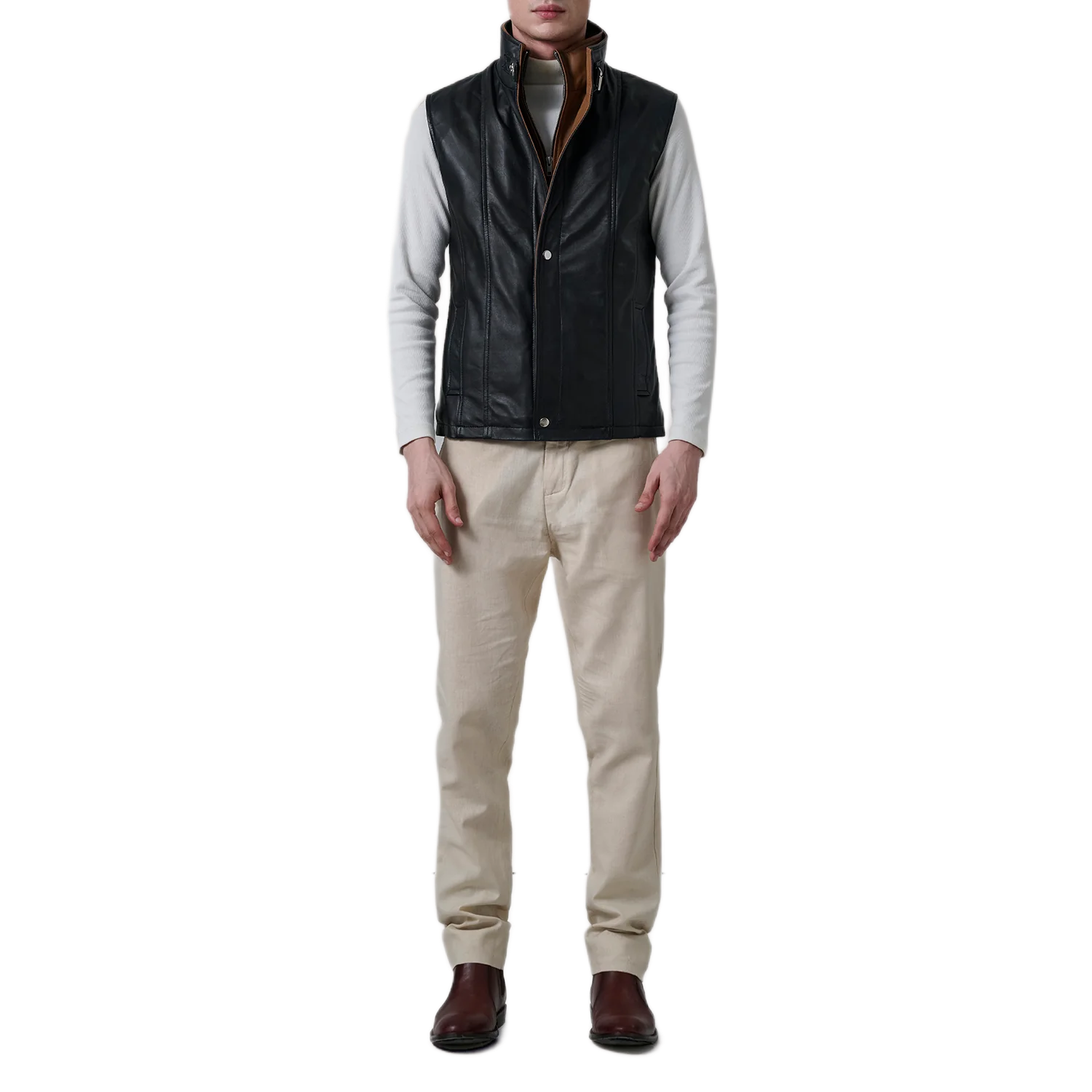 Zane Black Leather Vest