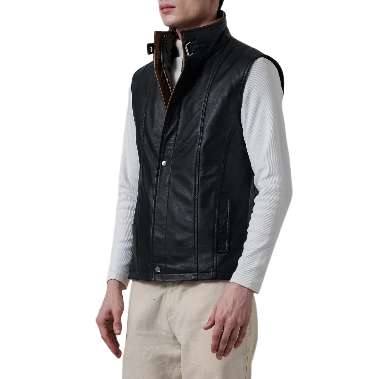 Zane Black Leather Vest