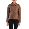 Vixen Brown Classic Collar Leather Jacket
