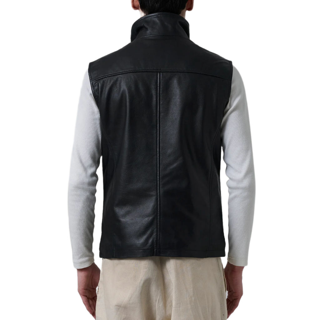 Zane Black Leather Vest